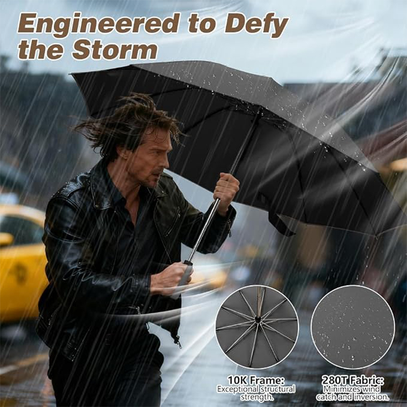 Ergonomic C Handle Folding Umbrella