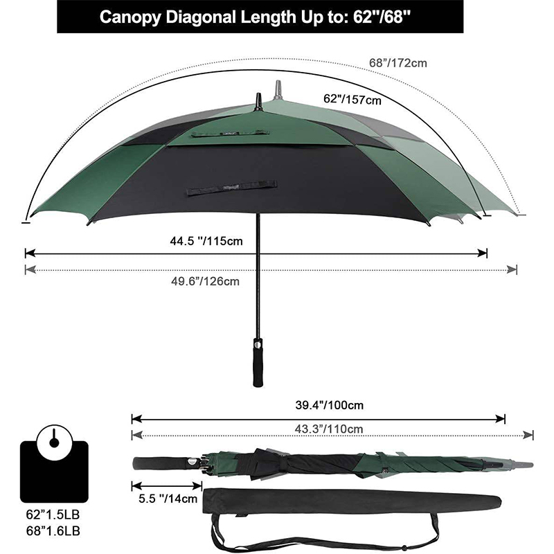Double Canopy Ventilated Golf Umbrella