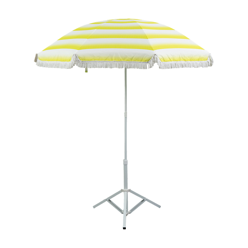 Blush Stripe Fringe Beach Umbrella