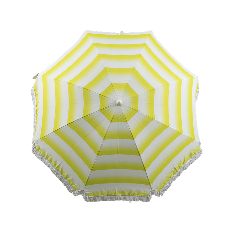 Blush Stripe Fringe Beach Umbrella