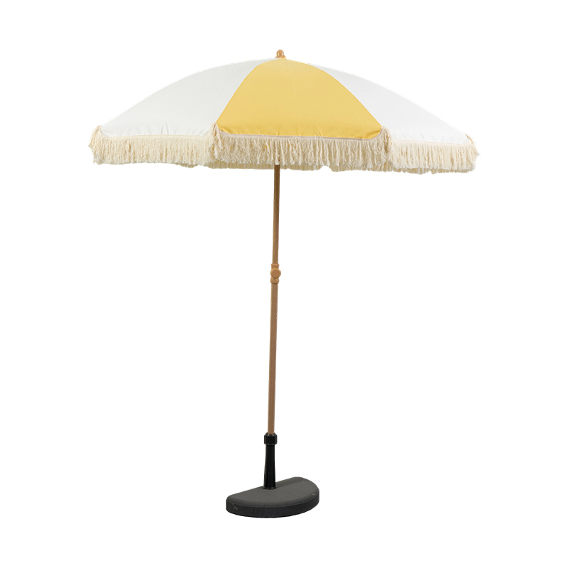 Sunshine Color Block Fringe Beach Umbrella