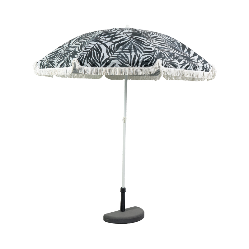 Classic Riviera Stripe Fringe Beach Umbrella