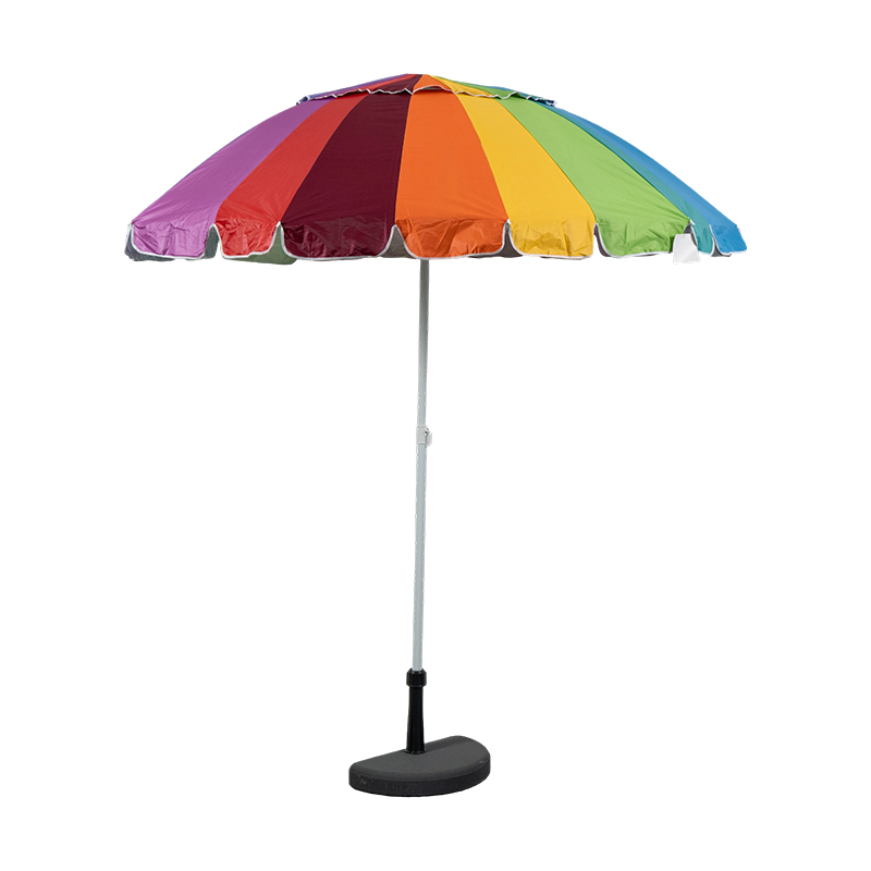Rainbow Stripe Beach Umbrella with Vibrant Multicolor Canopy for Resort & Retail Collections