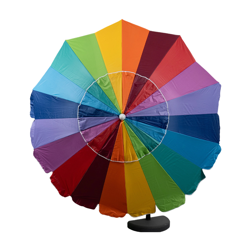 Rainbow Stripe Beach Umbrella with Vibrant Multicolor Canopy for Resort & Retail Collections