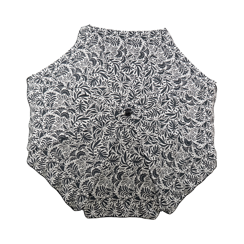 Black & White Tropical Print Polyester Beach Umbrella
