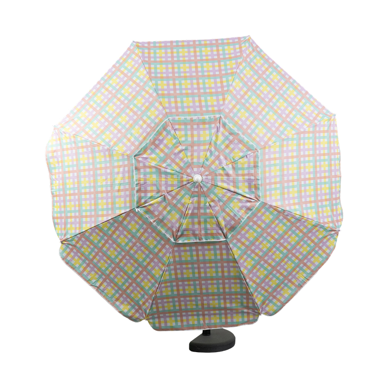 Pastel Plaid Aluminum Beach Umbrella Product Description