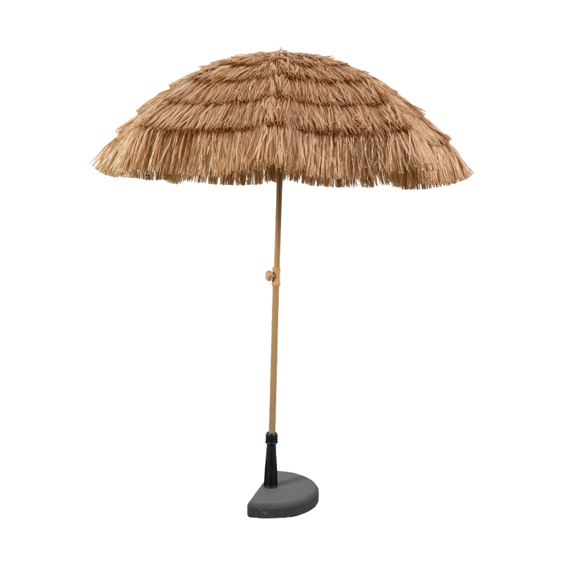 Natural Thatched Beach Umbrella with Tropical Resort Style Canopy for Luxury Outdoor Spaces