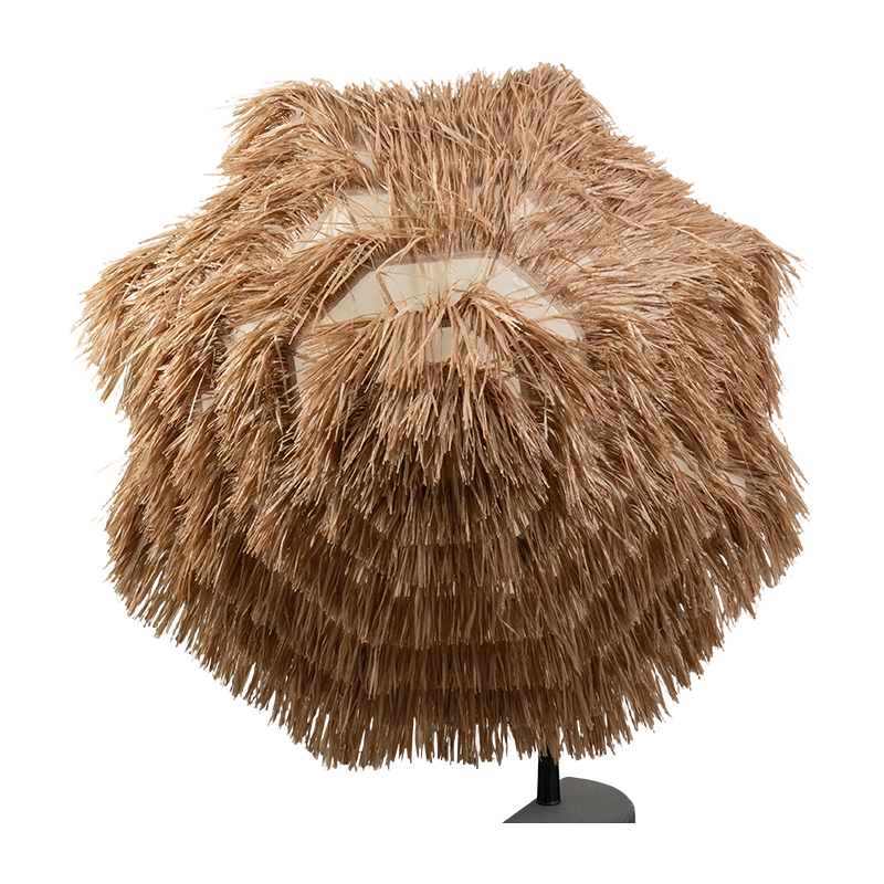 Natural Thatched Beach Umbrella with Tropical Resort Style Canopy for Luxury Outdoor Spaces