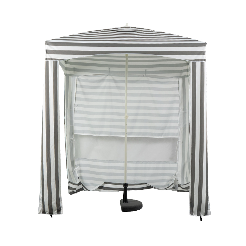 Square Beach Umbrella with Full Privacy Curtain