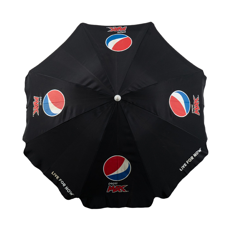 Custom Logo Promotional Beach Umbrella with Full-Color Brand Printing for Outdoor Marketing Events