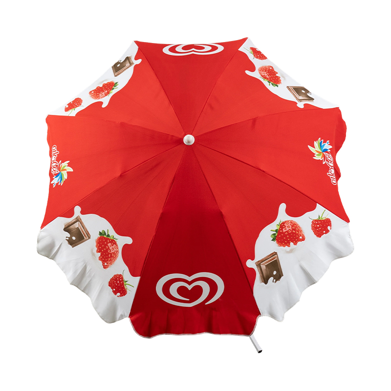 Custom Logo Promotional Beach Umbrella with Full-Color Brand Printing for Outdoor Marketing Events