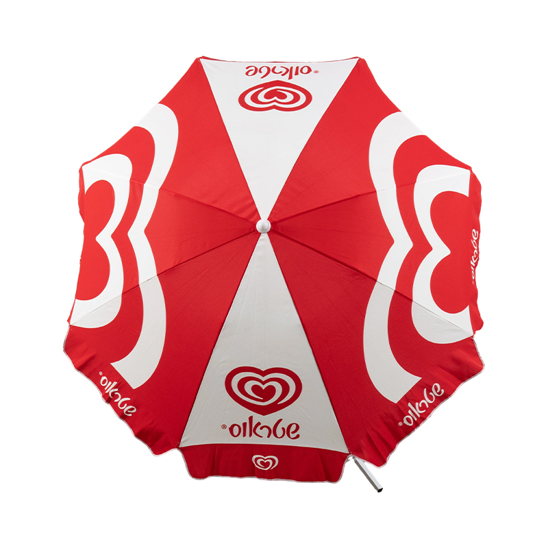 Custom Logo Promotional Beach Umbrella with Full-Color Brand Printing for Outdoor Marketing Events