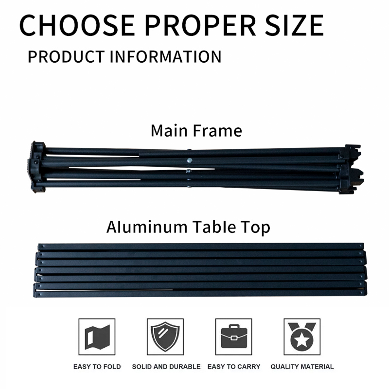 Heavy Duty Folding Steel Beach Table with Stable Slatted Top for Camping and Outdoor Grill Use