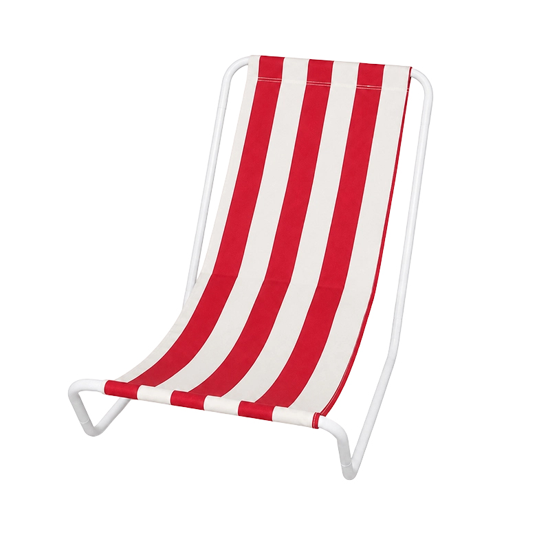 Classic Stripe Steel Beach Chair with Weather-Resistant Sling Fabric for Coastal Leisure Spaces