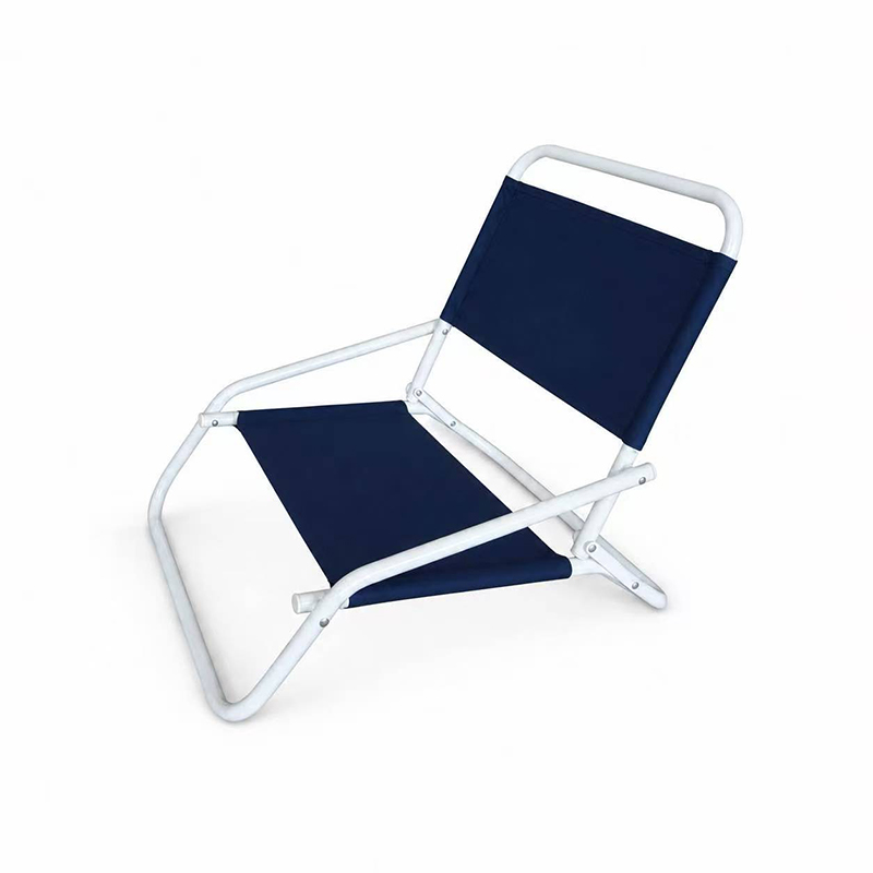 Low Profile Folding Steel Beach Chair with Minimalist Sling Seat Design
